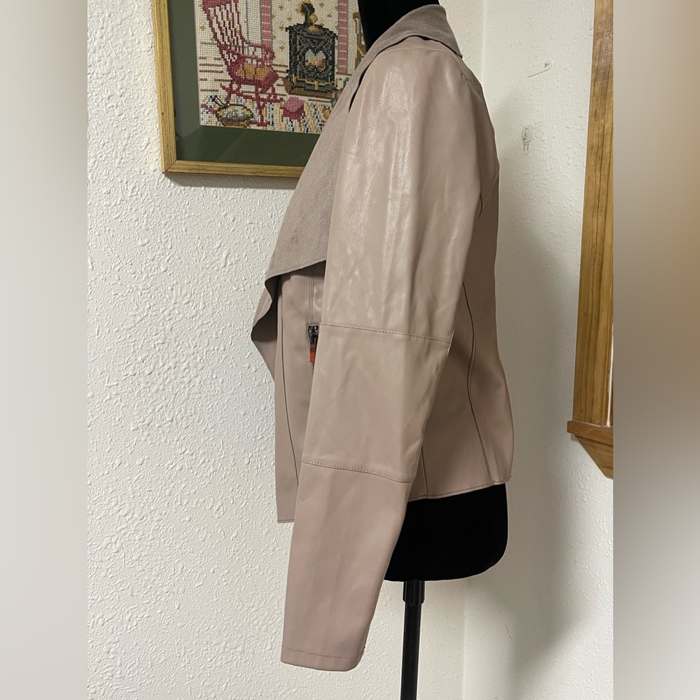 Bagatelle Drape Faux Leather & Faux Suede Jacket - Picture 3 of 9